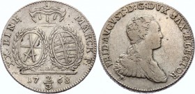 German States Saxony 2/3 Thaler 1768 EDC
KM# 981; Silver; Friedrich August III.; VF