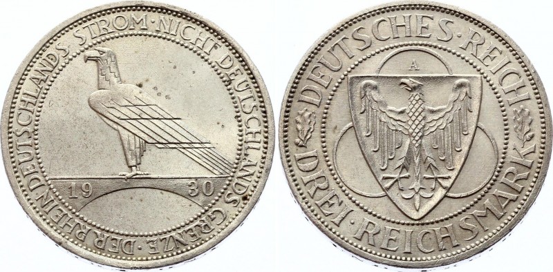 Germany Third Reich 3 Reichsmark 1930 A
KM# 70; Silver; Liberation of Rhineland...