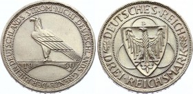 Germany Third Reich 3 Reichsmark 1930 D
KM# 70; Silver; Liberation of Rhineland; Mint Luster Remains; UNC