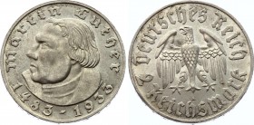 Germany Third Reich 2 Reichsmark 1933 A
KM# 79; Silver; 450th Anniversary of Martin Luther; Mint Luster Remains; UNC