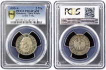 Germany Third Reich 2 Reichsmark 1933 A Proof PCGS PR64
KM# 79; Jaeger# 352; 450th Anniversary of Martin Luther. Silver, Proof. PCGS PR64 CAMEO.