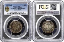 Germany Third Reich 2 Reichsmark 1933 G Proof PCGS PR64
KM# 79; Jaeger# 352; 450th Anniversary of Martin Luther. Silver, Proof. PCGS PR64.