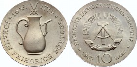 Germany 10 Mark 1969
KM# 24; Silver; 250th Anniversary of Death of Johann Friedrich Böttger; UNC