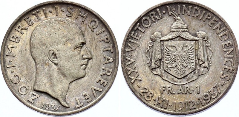 Albania 1 Frang Ari 1937 R
KM# 18; Silver; VF+