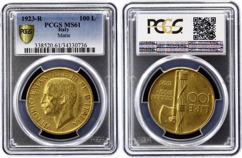 Italy 100 Lire 1923 R PCGS MS61
Vittorio Emanuele III (1900-1946) Rome Mint. 1s...