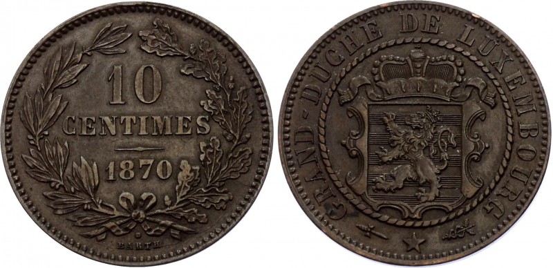 Luxembourg 10 Centimes 1870
KM# 23; Willem III; XF