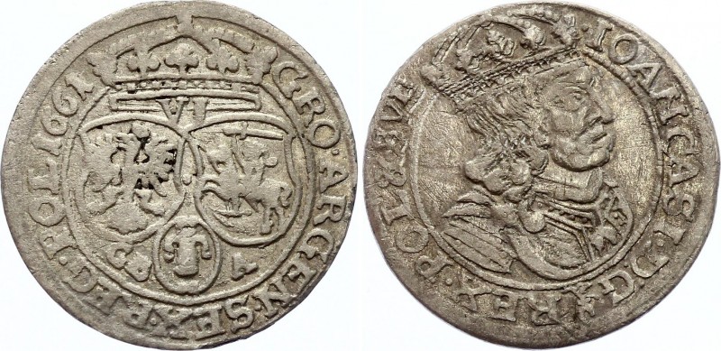 Polish - Lithuanian Commonwealth 6 Groszy 1661 Lwów mint
Kop# 1642 (R); Silver;...