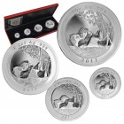China "Munich International Coin Show Commemorative Panda Set" 2017
Silver (.999) 1/10 1/4 1/2 1 Oz; Mintage 2017 Sets Only!; Comes with Red Leather ...