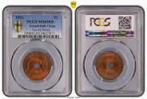 French Indochina 1 Centime 1923 PCGS MS65RB Top Grade
Lec# 92, Poissy mint. Absolutely highest ever graded coin of this type. Beautiful mint luster.