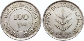 Palestine 100 Mils 1942
KM# 7; Silver; XF