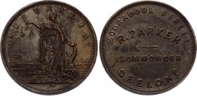 Australia Token 1 Penny R. Parker - Geelong Ironmonger
KM# Tn188; Copper 14.69g 34mm; Victoria; XF+