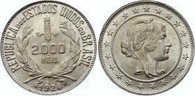 Brazil 2000 Reis 1924
KM# 526; Silver, UNC.