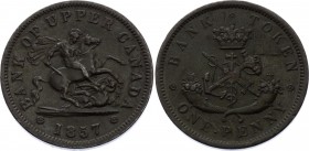 Canada Upper Penny 1857 Token 
KM# Tn3; Copper; XF+