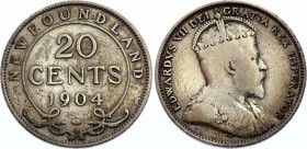 Canada Newfoundland 20 Cents 1904 H
KM# 10; Silver; Edward VII; VF