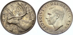 Canada 25 Cents 1952
KM# 44; Silver; XF+