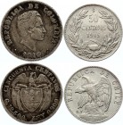 Chile & Colombia Lot of 2 Coins
50 Centavos 1905 & 1915; Silver