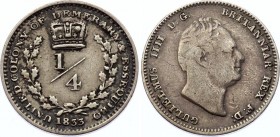 Essequibo & Demerary 1/4 Guilder 1833
KM# 17; Silver; VF+