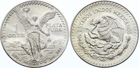Mexico 1 Onza 1990 Mo
KM# 494; Silver; "Libertad" Silver Bullion Coinage; UNC