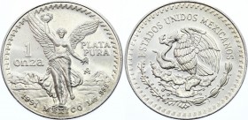 Mexico 1 Onza 1991 Mo
KM# 494; Silver; "Libertad" Silver Bullion Coinage; UNC