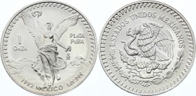 Mexico 1 Onza 1992 Mo
KM# 494; Silver; "Libertad" Silver Bullion Coinage; UNC