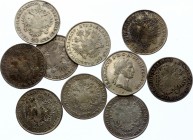 Austria Lot of 10 Coins 1831 - 1835
20 Kreuzer 1831 - 1835; Silver; Franz I