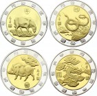 China Lot of 4 Lunar Series Medals
Each Medal Parameters: 31.25g 39mm; Gold & Silver Plated Medals; Proof; Different Lunar Motives