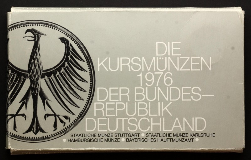 Germany Lot of 4 Mint Sets 1976
1 2 5 10 50 Pfennig 1 (x2) 2 & 5 Mark 1976 D, F...