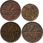 Poland Nice Lot of 4 Coins
1 Grosz 1932 and 2 Grosze 1925, 1935 & 1938; KM# 8a & 9a