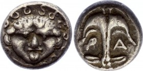Ancient Greece Appolinia Pontic drachm 450 - 200 B.C.
Obverse: Facing gorgoneion. Reverse: Upright anchor; A to left, crayfish to right; all within i...