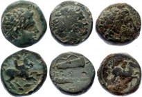 Ancient Greece Kingdom of Macedon lot of 3 bronzes 350 - 300 B.C.
Kingdom of Macedon, bronzes