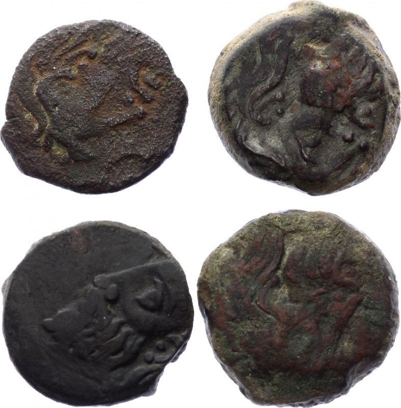 Ancient Greece Olbia Lot of 4 Tetrehalk 350 - 250 B.C.
Head of the river god Bo...