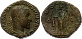 Roman Empire Sestertius Maximinus I Fides Militum 235 A.D.
RIC 43, C 10 Sestertius Obv: IMPMAXIMINVSPIVSAVG - Laureate, draped and cuirassed bust rig...