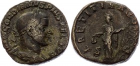 Roman Empire Sestertius Gordian III Laetitia 241 -243 A.D.
RIC 300a, C 122 Sestertius Obv: IMPGORDIANVSPIVSFELAVG - Laureate, draped and cuirassed bu...