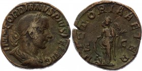 Roman Empire Sestertius Gordian III Victoria 243 -244 A.D.
RIC 337a, Hunter 155, C 351 Sestertius Obv: IMPGORDIANVSPIVSFELAVG - Laureate, draped and ...