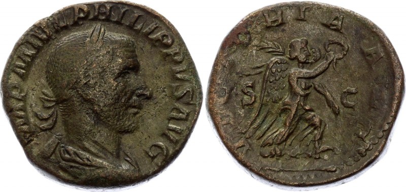 Roman Empire Sestertius Phillip I Victoria 244 -247 A.D.
RIC 191a, C 228 Sester...