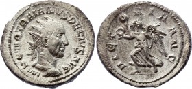 Roman Empire Antonianus Trajan Decius Victoria 249 A.D.
RIC 7c, C 111 Antoninianus Obv: IMPTRAIANVSDECIVSAVG - Radiate, draped and cuirassed bust rig...