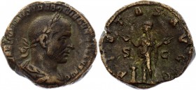 Roman Empire Sestertius Trebonianun Gallus Pietas 251 -253 A.D.
RIC 117 Sestertius Obv: IMPCAESCVIBIVSTREBONIANVSGALLVSAVG - Laureate, draped and cui...