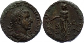 Roman Empire Sestertius Trebonianus Gallus 251 -253 A.D.
Sestertius Obv: IMPCAESCVIBIVSTREBONIANVSGALLVSAVG - Laureate, draped and cuirassed bust rig...
