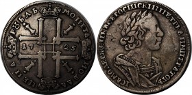 Russia 1 Rouble 1725
Bit# 961; Silver; VF