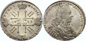 Russia 1 Rouble 1729 R (Type 1728)
Bit# 98 R, Type of 1728; No star on the chest. 25 Roubles by Petrov; 25 Roubles by Ilyin; Silver, 28,5g., AUNC; Ex...