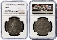Russia 1 Rouble 1767 СПБ АШ ТI NGC AU55
Bit# 201; 3 Roubles by Petrov; Silver, AUNC, remains of mint luster, attractive patina.