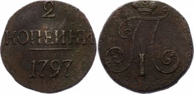 Russia 2 Kopeks 1797 R
Bit# 191 (R); Copper 18.89g