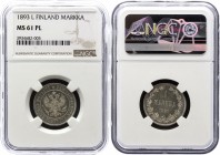 Russia - Finland 1 Markka 1893 L NGC MS 61 PL
Bit# 232; Silver