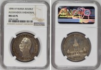Russia 1 Rouble 1898 АГ Alexander II Monument R NGC MS62PL
Bit# 323 R; "On the unveiling of monument to Emperor Alexander II in Moscow"; 4 Roubles by...