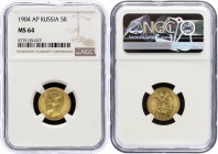 Russia 5 Roubles 1904 АР NGC MS64
Bit# 31; Gold; MS64