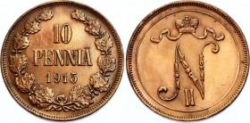 Russia - Finland 10 Pennia 1915
Bit# 438; Copper 12.67g