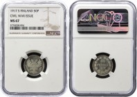 Russia - Finland 50 Pennia 1917 S NGC MS 67
Bit# GSF1; Silver; Eagle without crowns; Astonishing Coin with Full Mint Luster!