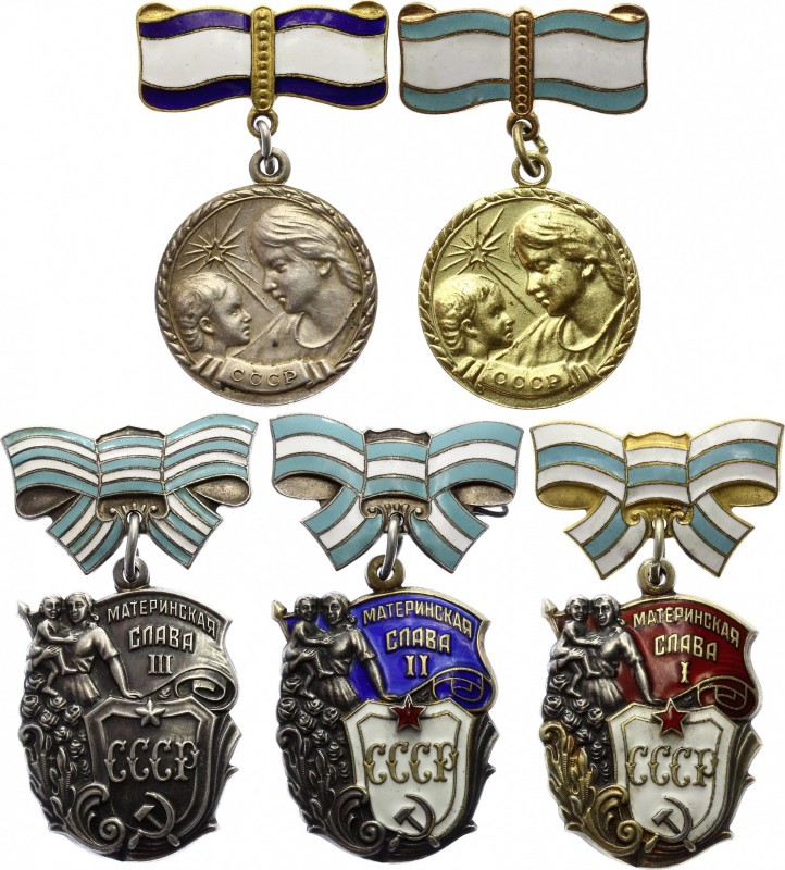 Russia - USSR Full Set of Orders Mother Glory - 1st 2nd 3rd Class & Medal of Mat...