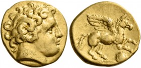 Northwest Gaul 
Seno-Carnutes. Late 3rd - early 2nd century BC. Quarter Stater (Gold, 12 mm, 2.05 g, 10 h), "au griffon ailé" type. Head of Apollo to...