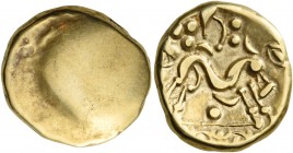 Northeast Gaul 
Ambiani. Circa 60-50 BC. Stater (Gold, 16.5 mm, 6.18 g), issued during Caesar's Gallic Wars. Blank convex surface, with traces of des...